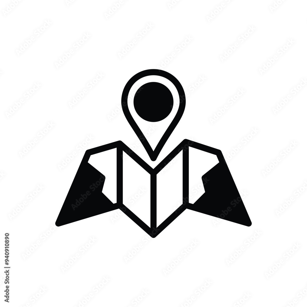 Black solid icon for maps Black solid icon for maps
