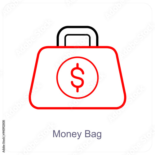 Money Bag and currency icon concept