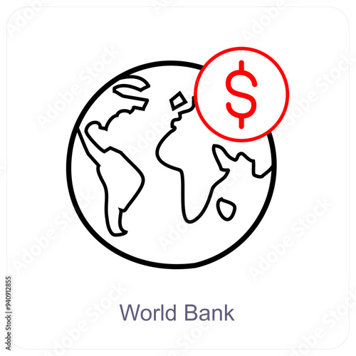 World Bank and global investment icon concept