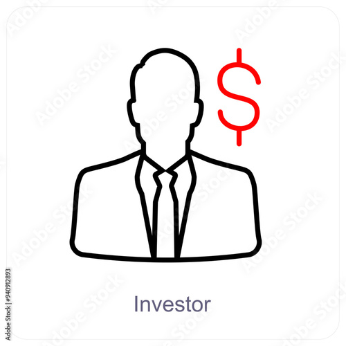 Investor and share market icon concept