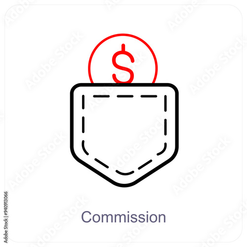 Commission and money icon concept