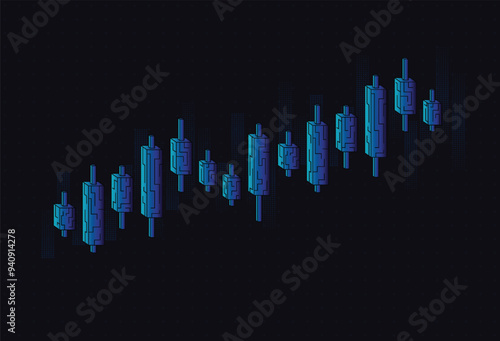 Business candle stick graph chart of stock market investment trading on white background design. Bullish point, Trend of graph. Vector illustration