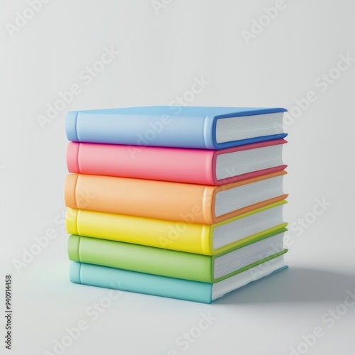 Wallpaper Mural Stack of colorful books arranged in a vertical pile against a white background Generative AI Torontodigital.ca