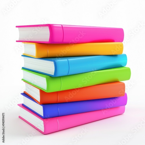 Wallpaper Mural Stack of colorful books arranged in a vertical pile against a white background Generative AI Torontodigital.ca