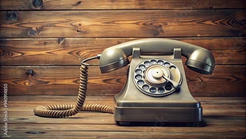 Vintage rotary dial telephone on wooden desk, retro, communication, dial, technology, antique, conversation, office, classic