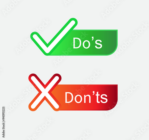 Do's and don'ts icon. Pros and cons Checklist. Positive and negative comparison. vector illustration