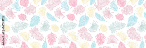 Pastel leaf banner, tropical foliage background, cover concept design