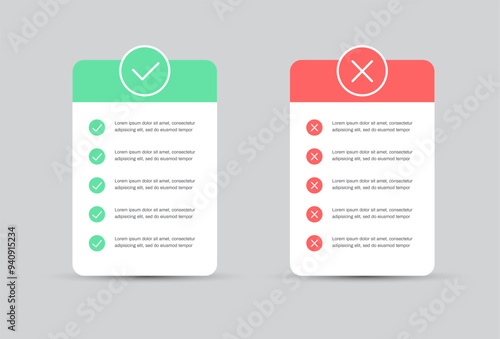 Do's and Don'ts template frame. Pros and cons Checklist.
Do and dont icon. vector illustration
