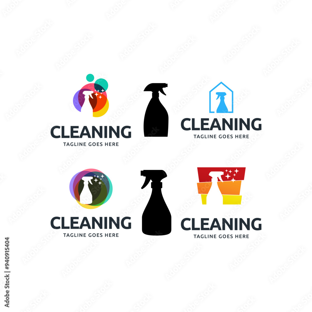 Set of Home Cleaning Services Logo Design Vector. Clean spray logo design. Set of Home Cleaning Services Logo Design Vector. Clean spray logo design.