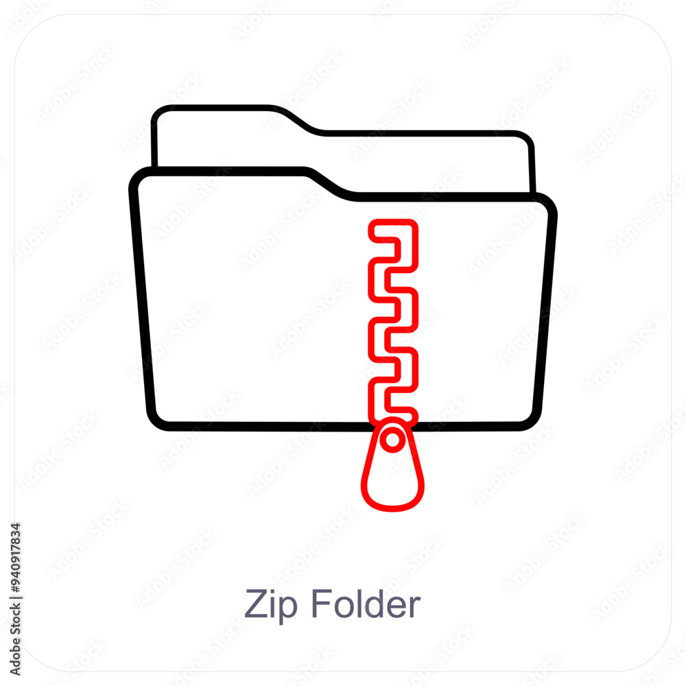 Zip Folder and Folder icon concept Zip Folder and Folder icon concept