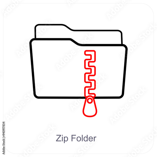 Zip Folder and Folder icon concept