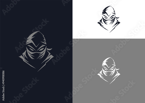 Vector illustration of Ninja Silhouette Logo Design