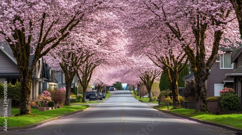 Pink Blossom Lined Street