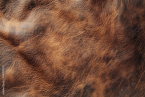 Textured brown leather background with a smooth, mottled appearance and variations in shading, creating a soft and uniform pattern , ai