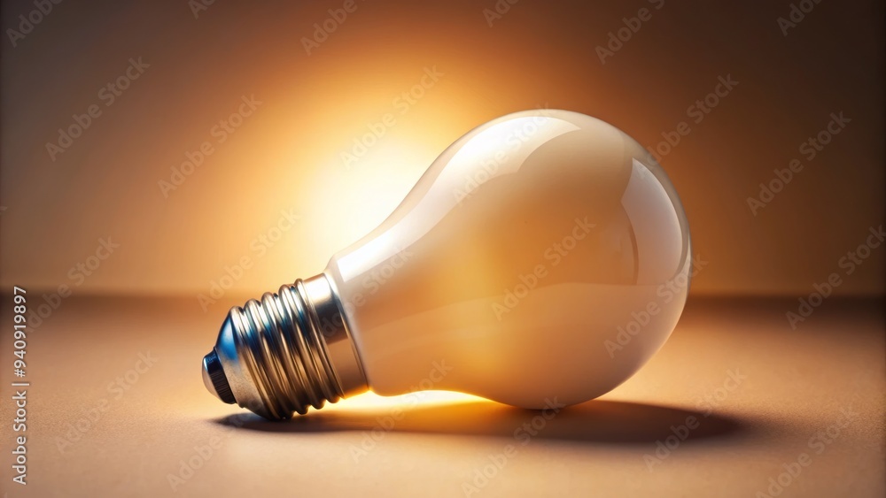 Photo image of a simple white lightbulb with a warm glow and soft shadows on a plain background. Photo image of a simple white lightbulb with a warm glow and soft shadows on a plain background.