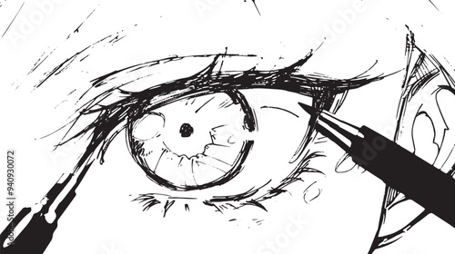 Emotional anime eyes vector sketch 
