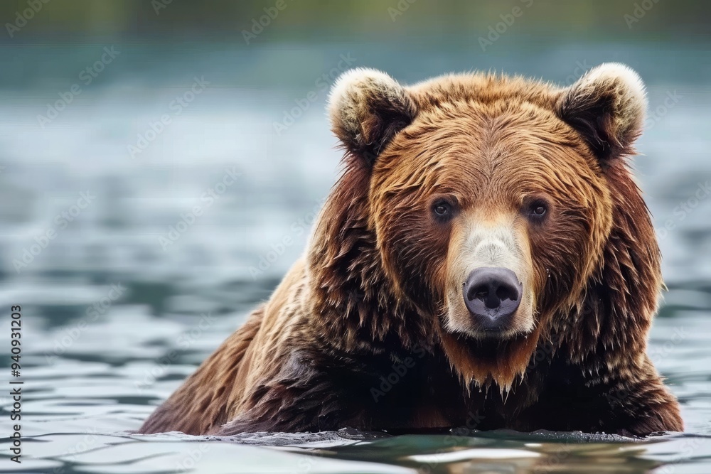 Close-up of brown bear swimming in clear water Close-up of brown bear swimming in clear water