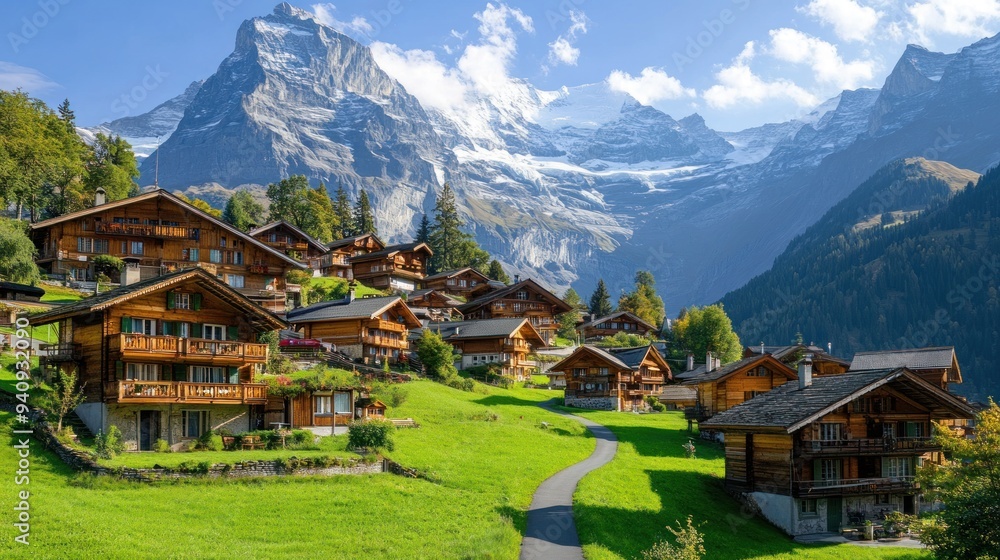 Charming Swiss Village nestled in the Alps Charming Swiss Village nestled in the Alps