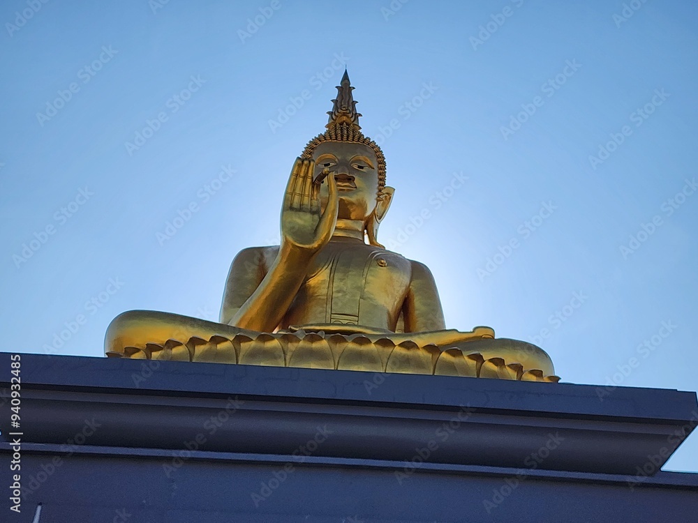 Fototapeta premium Buddha statue at XKG where mountain high and remote area in Lao PDR