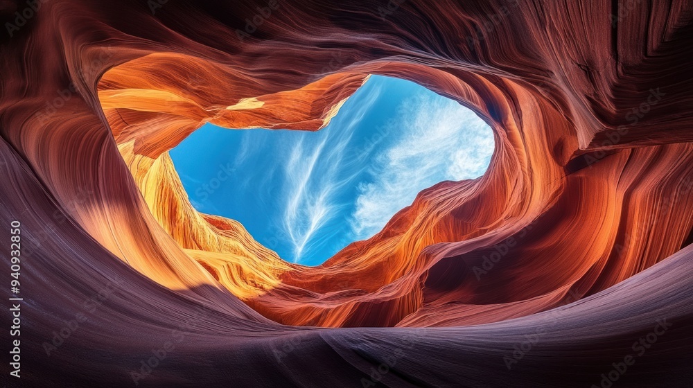 Obraz premium A Glimpse of Sky in Antelope Canyon