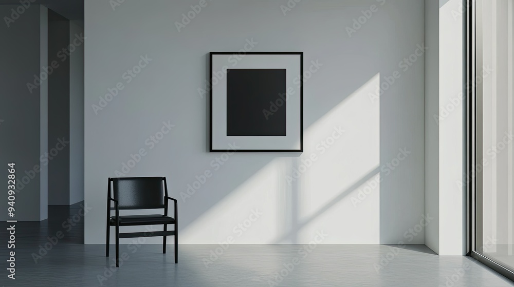 A single minimalist photo frame hanging on a blank white wall, highlighting clean lines and simplicity. A single minimalist photo frame hanging on a blank white wall, highlighting clean lines and simplicity.