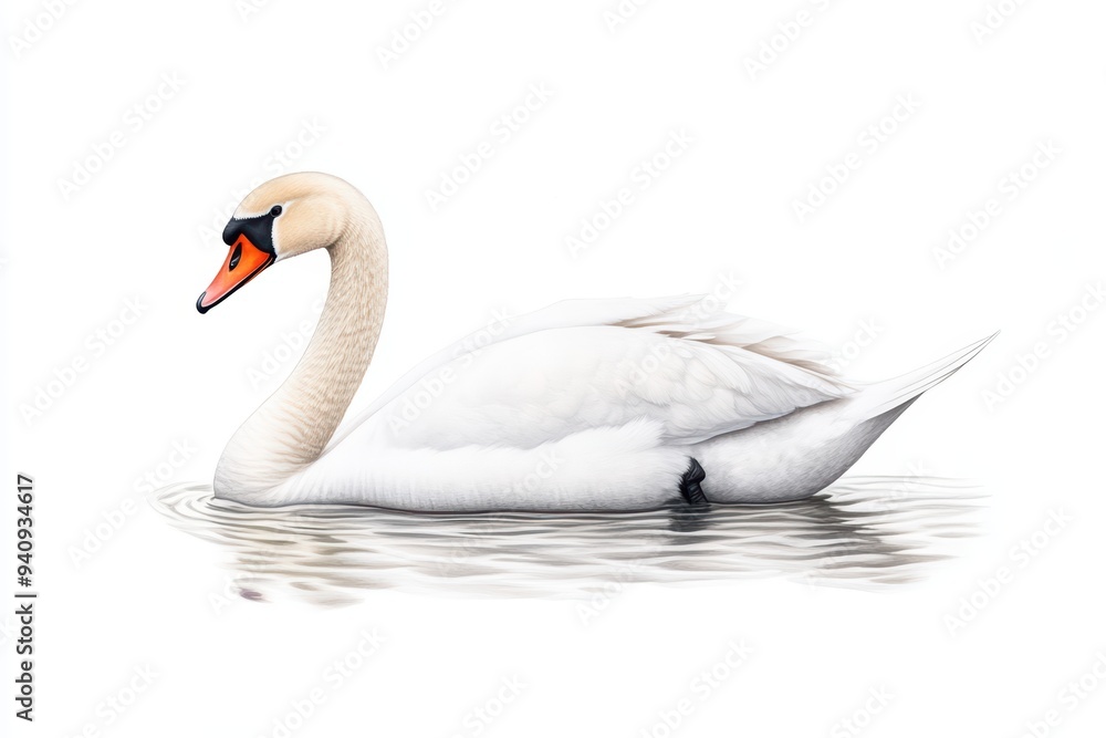 A graceful swan glides across the serene water, showcasing its elegance and beauty in a natural setting. A graceful swan glides across the serene water, showcasing its elegance and beauty in a natural setting.