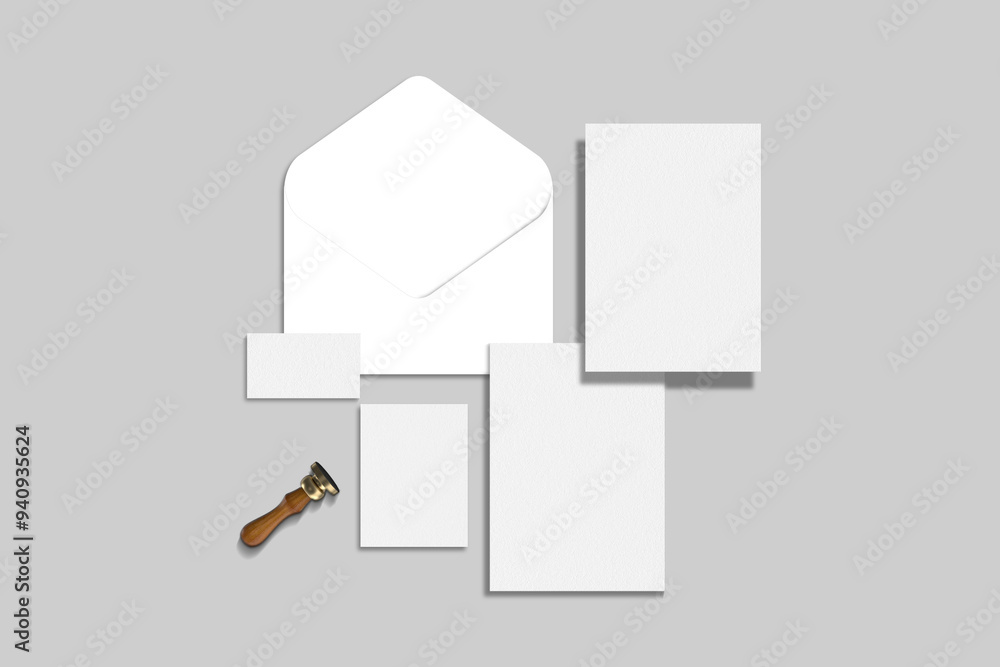 Fototapeta premium Plain White Blank Stationery Branding Mockup