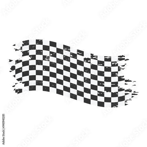 Brush Stroke Race Flag On White Background Vector Design.