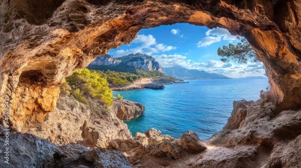 Fototapeta premium Sea View From a Cave