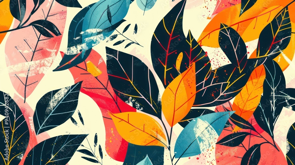 Abstract Colorful Leaves Pattern Abstract Colorful Leaves Pattern