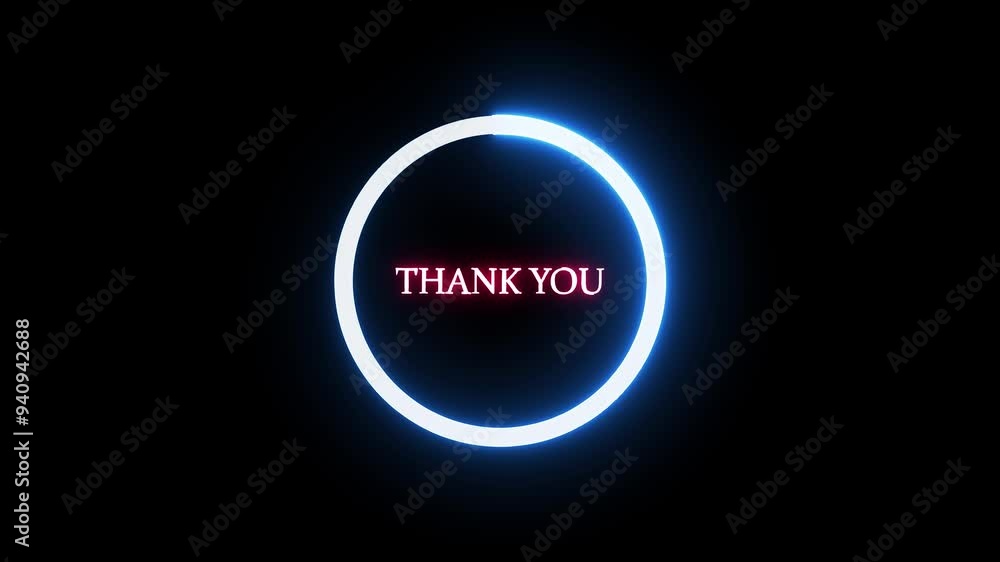 Thank you text animated with neon glowing line . Thank you text animated with neon glowing line .