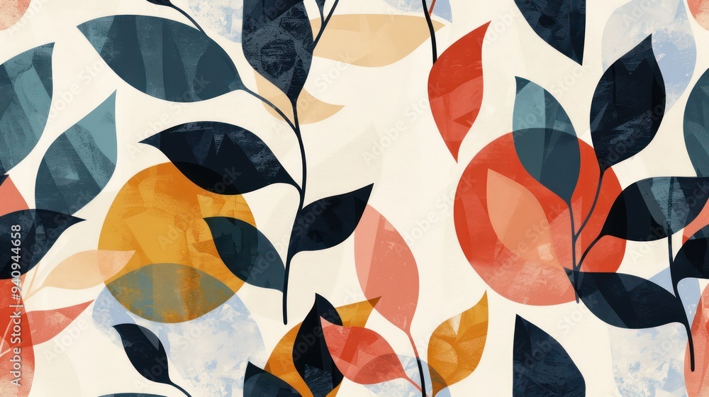 Abstract Floral Pattern with Circles Abstract Floral Pattern with Circles