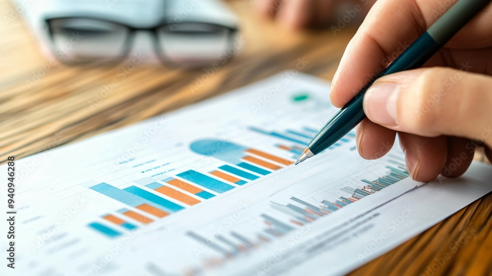 Financial Expert Analyzing Credit Score Report for Personal Finance Management Credit Score Analysis with Metrics and Charts. Money management planning concept Financial Expert Analyzing Credit Score Report for Personal Finance Management Credit Score Analysis with Metrics and Charts. Money management planning concept