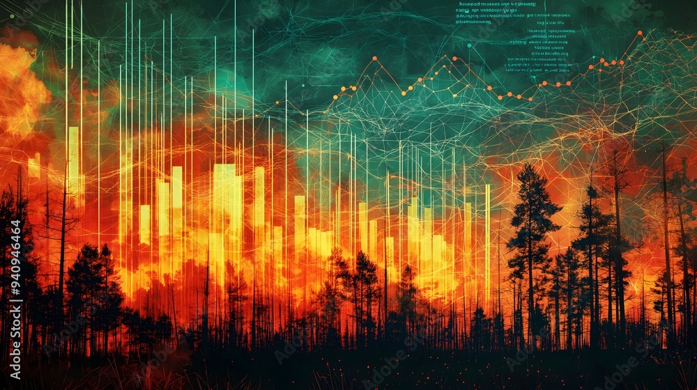 Obraz premium Wildfire Data Analysis: Forest Fire Impact Visualization