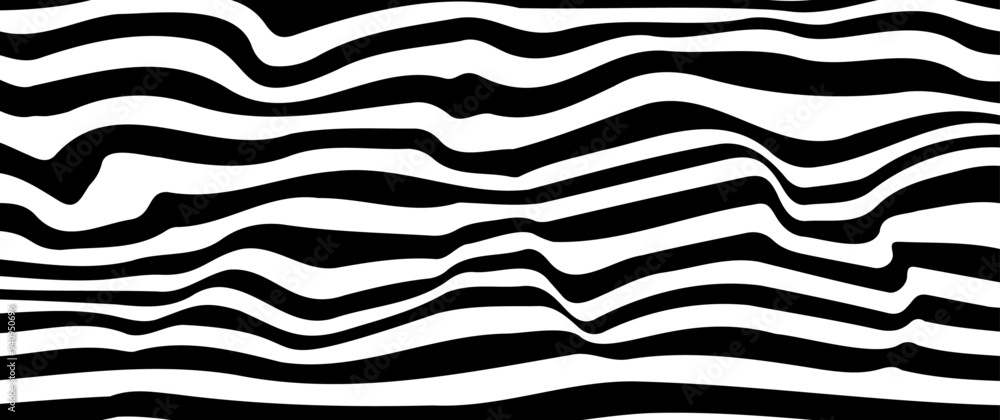 Obraz premium Abstract wave vector background, black and transparent wavy stripes of op art. 3d vector illustration.