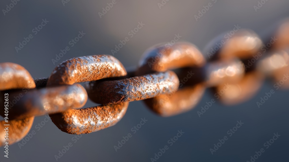 rusted metal rings dominant, hazy sky behind rusted metal rings dominant, hazy sky behind