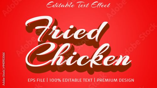 fried chicken text effect, font editable, typography, 3d text. vector template
