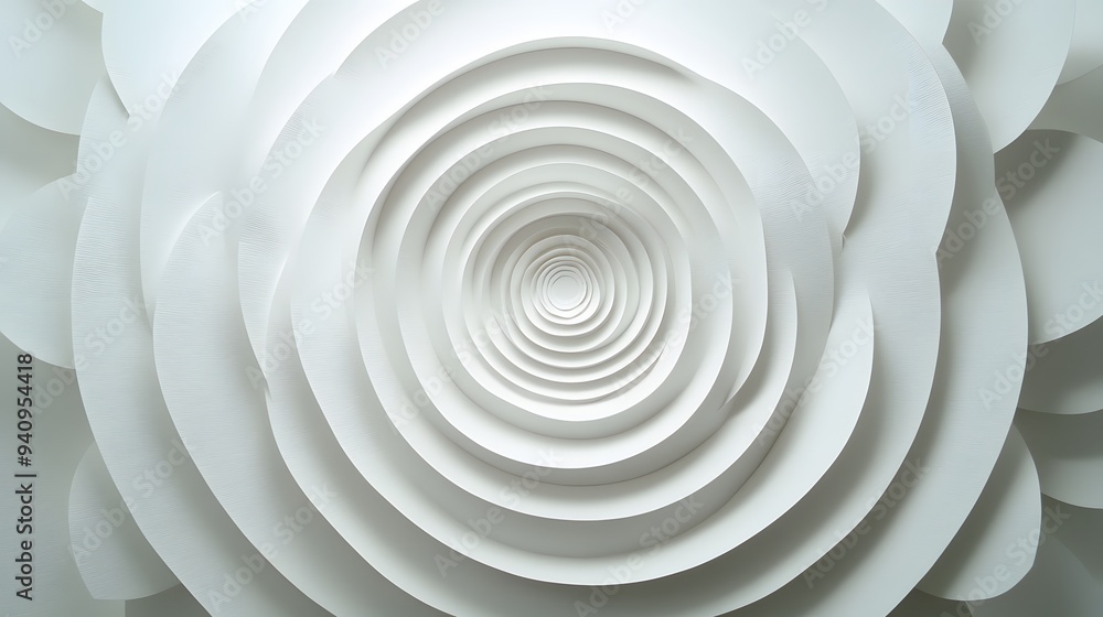 Obraz premium 71. Elegant 3D wall art with concentric circle paper cutouts creating a sophisticated pattern