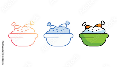 Chicken Rice icon design with white background stock illustration