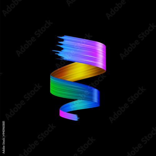 Vibrant swirling ribbon vector illustration 3d icon