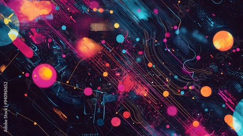 Vibrant Abstract Neon Lights and Geometric Shapes