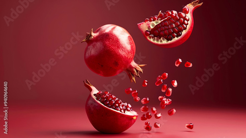 Experience the vibrant explosion of pomegranate seeds in this captivating image