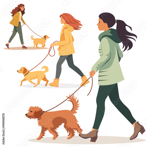 Girl walking her dog