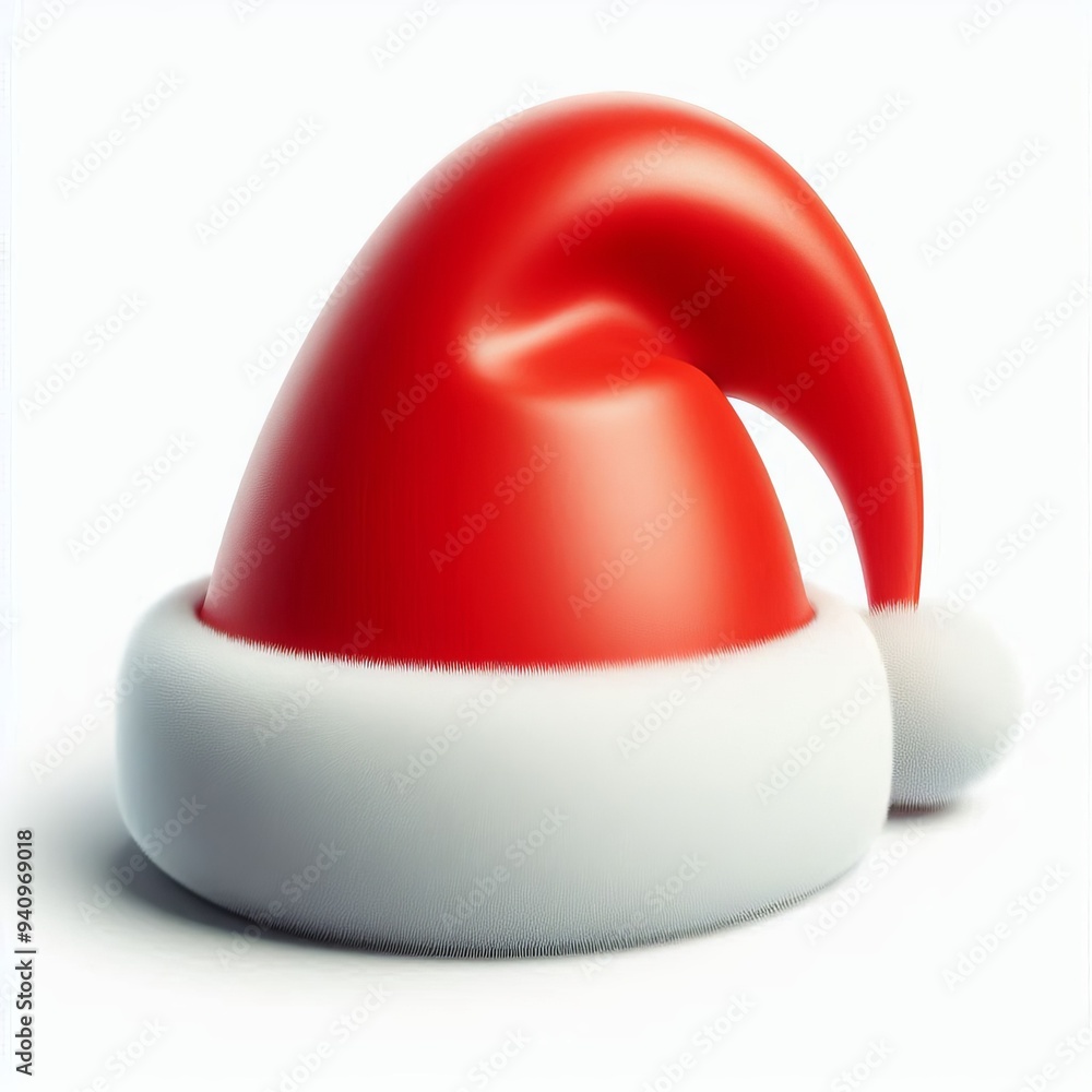 A red Santa Claus hat with white fur trim, isolated against a white background, symbolizing Christmas and the holiday season A red Santa Claus hat with white fur trim, isolated against a white background, symbolizing Christmas and the holiday season