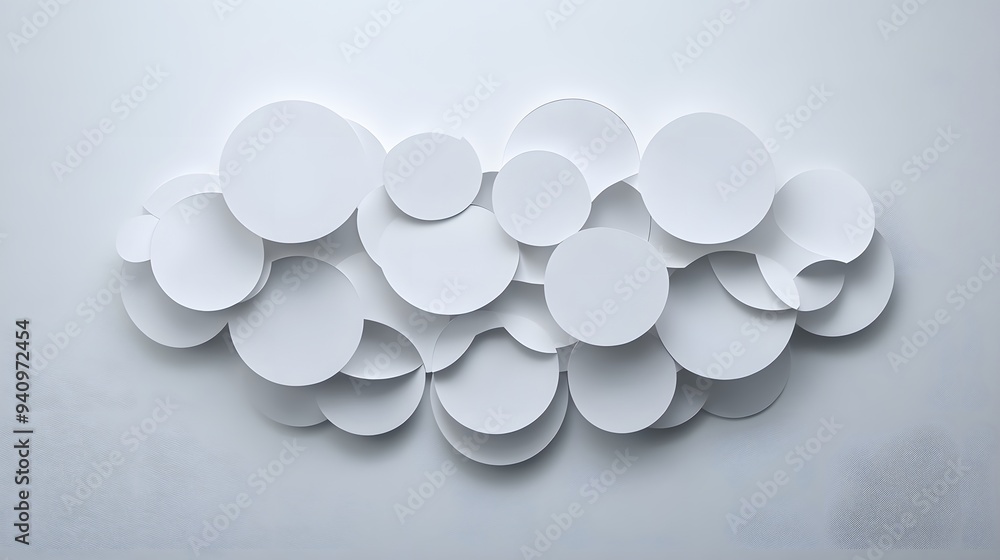 40. Minimalist 3D wall art of layered circle paper cutouts in a geometric arrangement 40. Minimalist 3D wall art of layered circle paper cutouts in a geometric arrangement