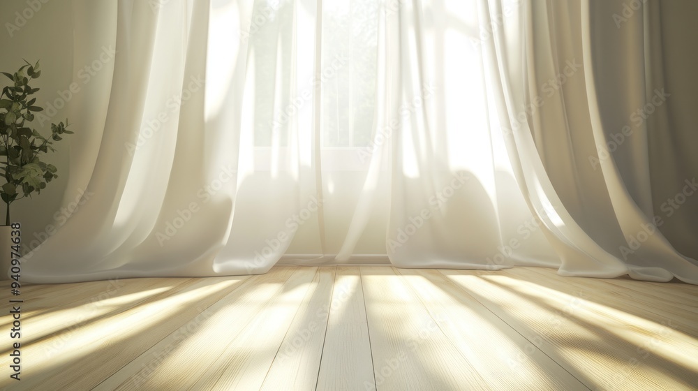 Sunlight Streaming Through White Curtains Sunlight Streaming Through White Curtains