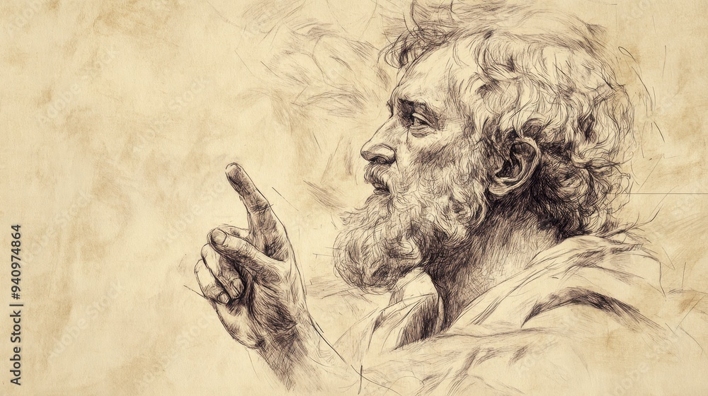 Job’s Plea for a Mediator in the Bible - Illustration of Job Seeking an Advocate to Present His Case Before God, Beige Background Job’s Plea for a Mediator in the Bible - Illustration of Job Seeking an Advocate to Present His Case Before God, Beige Background