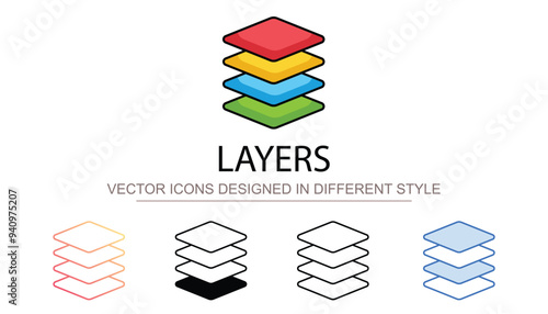 Layers icon design with white background stock illustration