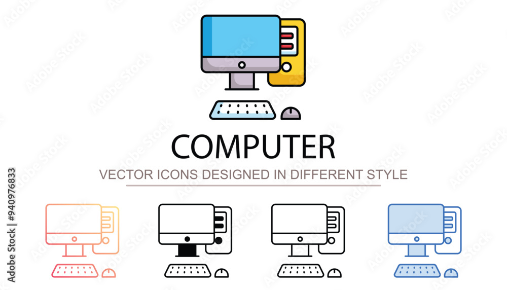Computer icon design with white background stock illustration Computer icon design with white background stock illustration