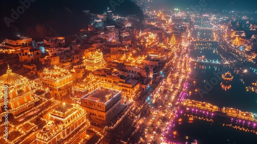 Wallpaper Mural Aerial view of an Indian city during Diwali, with thousands of lights adorning buildings and streets Torontodigital.ca